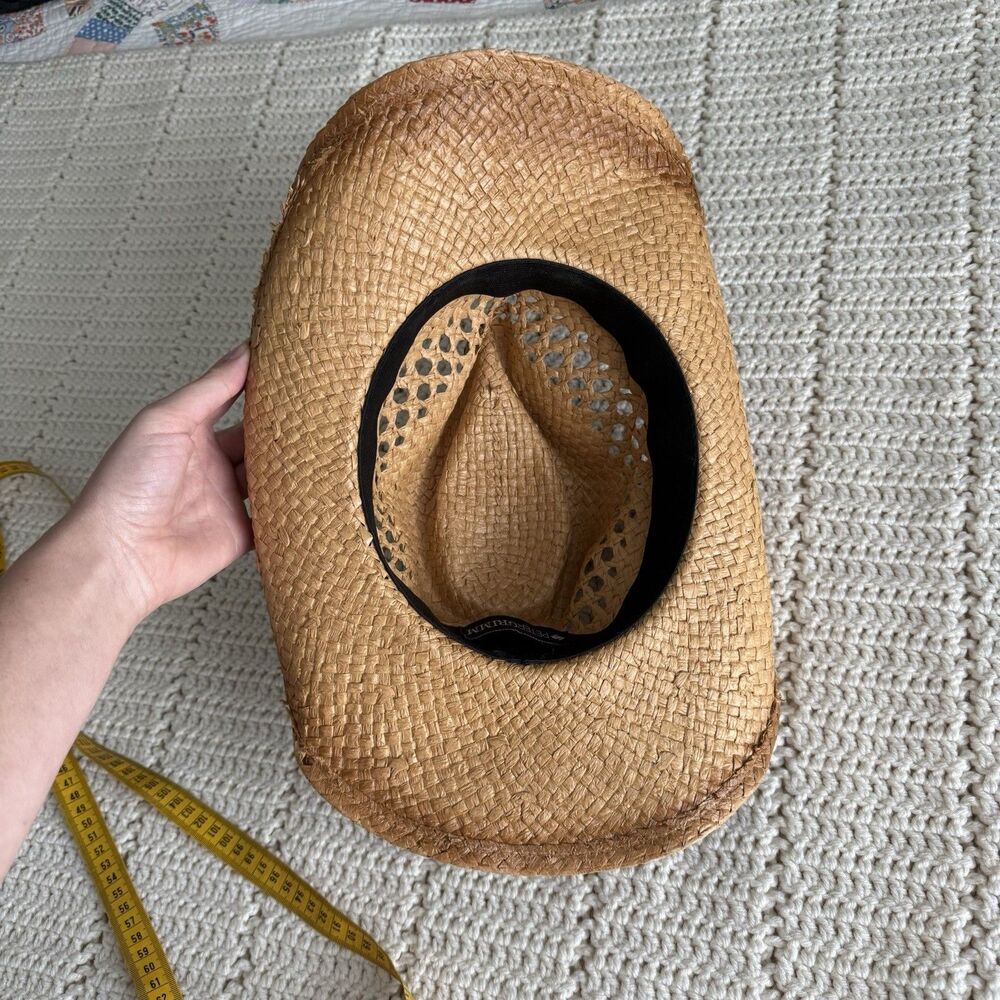 Peter Grimm Cowboy Hat Woven Straw Paper One Size Open Weave Tea Stain Tan Brown - Picture 8 of 11